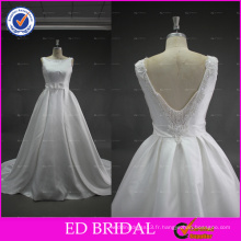 ED Bridal Lastest Design Factory Customized Beading Robe de bal Satin Lvory Robes de mariée 2017 avec ruban